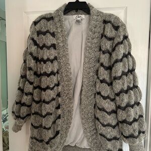 Career Gray and Black Textured Cardigan